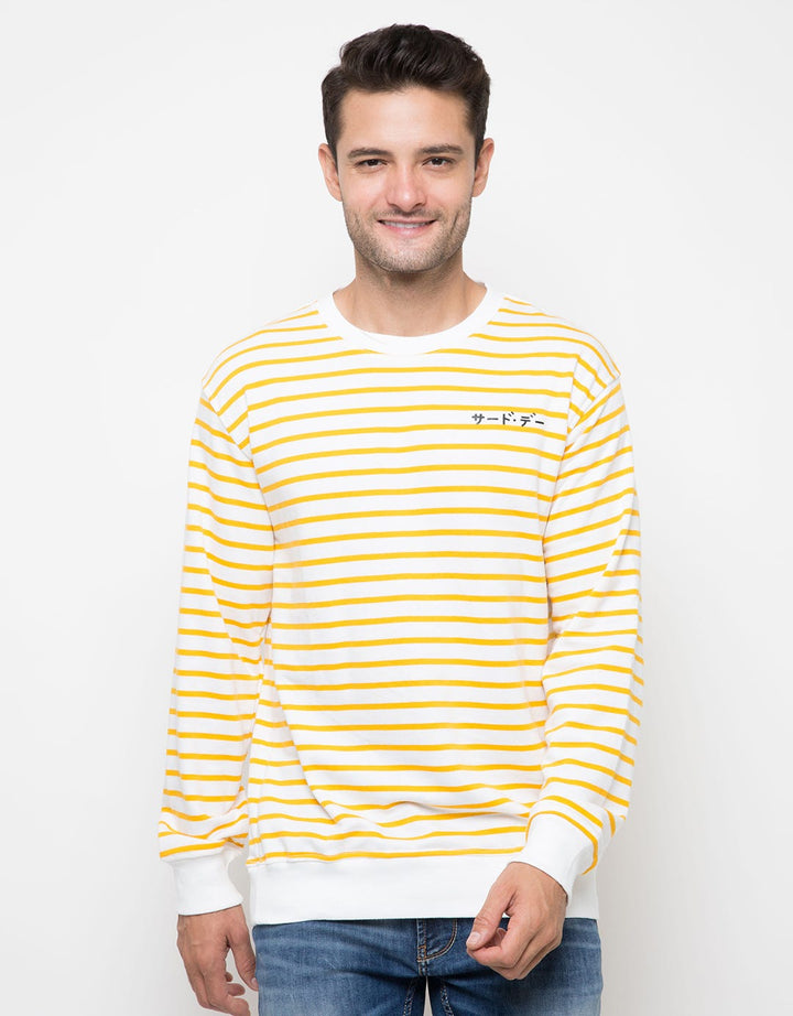 Third Day Co Sweater Casual Pria Dakir Katakana Stripe