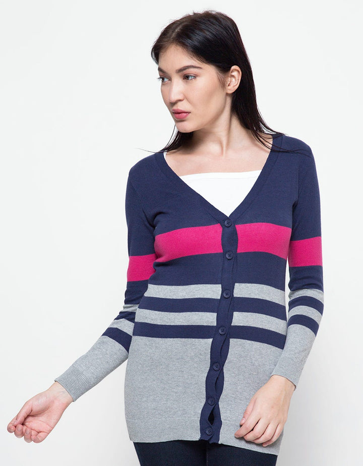 Ninety Degrees Women's Candy Stripes Cardigan