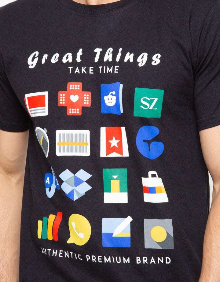 T Zone Short Sleeve T-Shirt Photoprint Social Network Series - Great Things