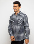 Triple Kemeja Flanel Lengan Panjang Slim Fit (Ls 438 Blk)
