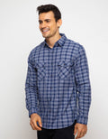 Triple Kemeja Flanel Lengan Panjang Slim Fit (Ls 440 Blu)