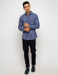 Triple Kemeja Flanel Lengan Panjang Slim Fit (Ls 440 Blu)