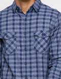 Triple Kemeja Flanel Lengan Panjang Slim Fit (Ls 440 Blu)