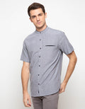 Triple Kemeja Lengan Pendek Slim Fit (Ss Mc 407 Gry)