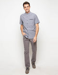Triple Kemeja Lengan Pendek Slim Fit (Ss Mc 407 Gry)