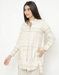 Triset Blouse Stripped Print Wanita