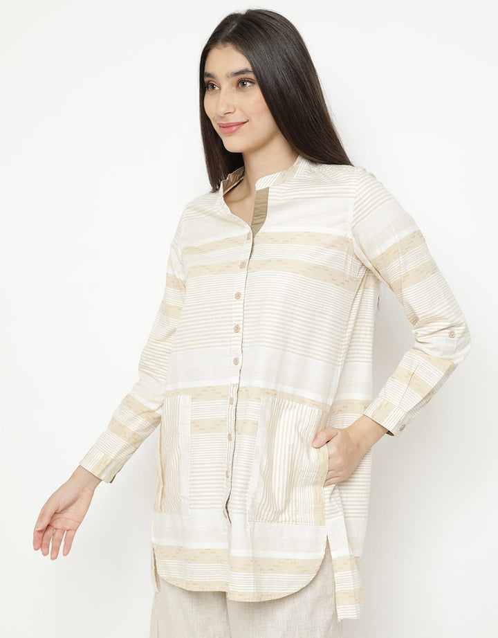 Triset Blouse Stripped Print Wanita