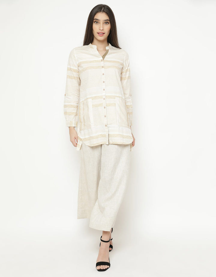 Triset Blouse Stripped Print Wanita