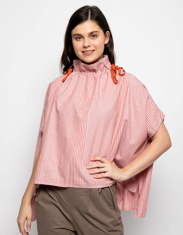 Triset Blus Lengan Pendek Print Stripes