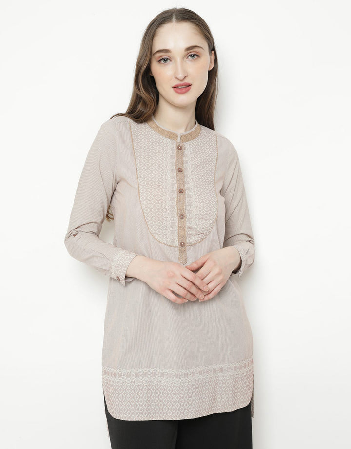 Mini Checkers Print Blouse Triset