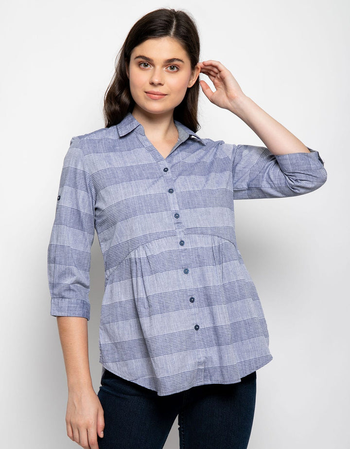 Triset Blus Print Stripes