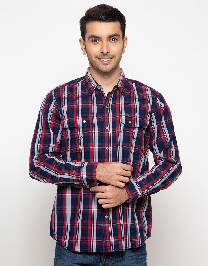 Used Jeans Plaid Motif Shirt Jni6