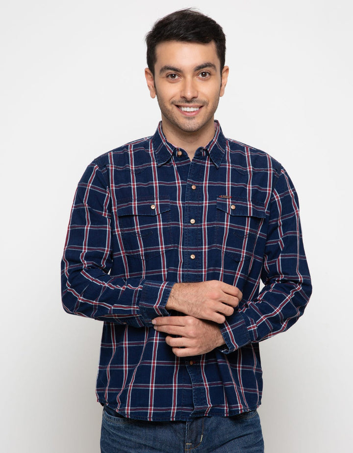 Used Jeans Plaid Motif Shirt Jni6