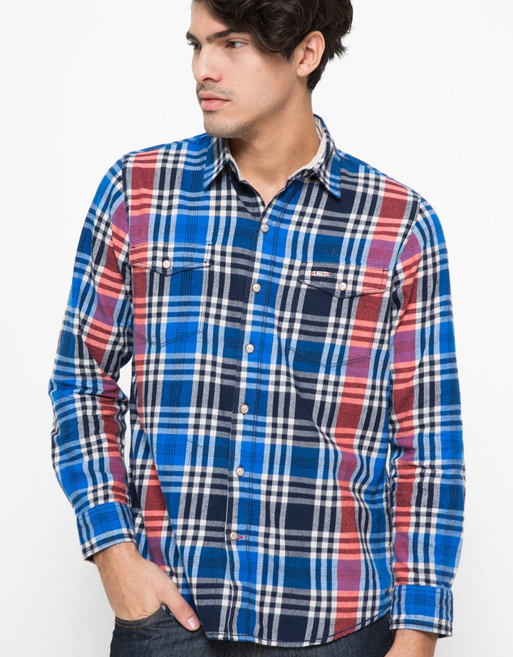 Used Jeans Plaid Printed Long Sleeve Shirt