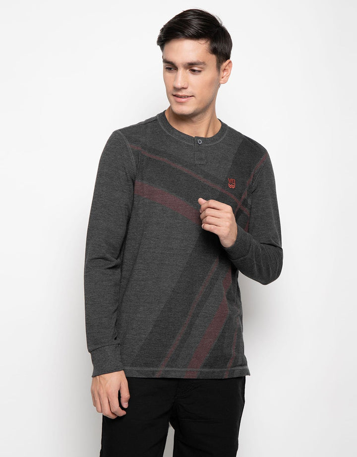 Watchout Casual T-shirt Henley Print Stripes
