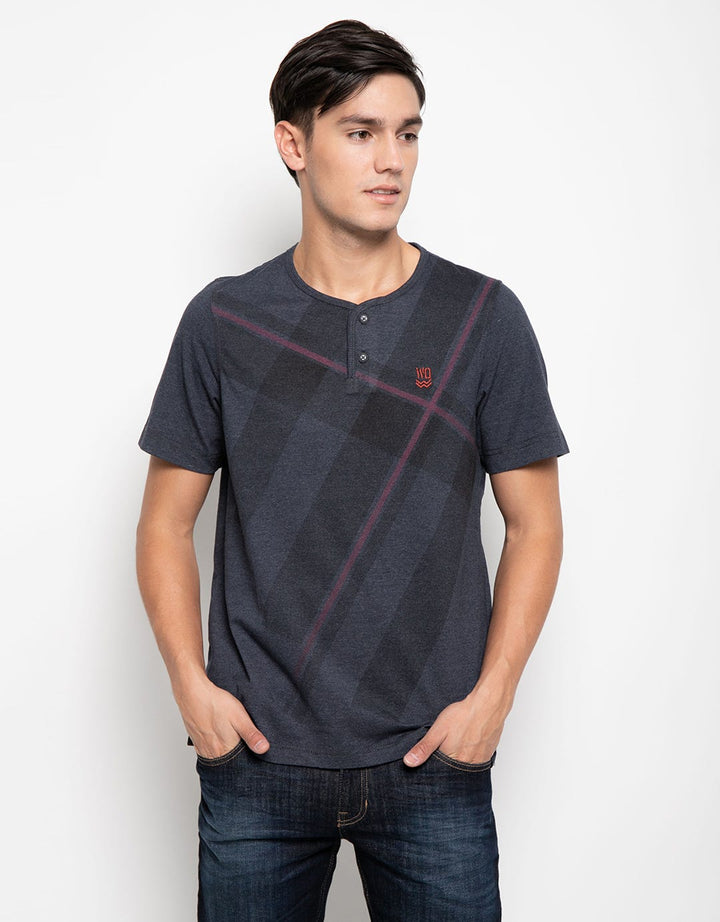Watchout Casual T-shirt Henley Print Stripes