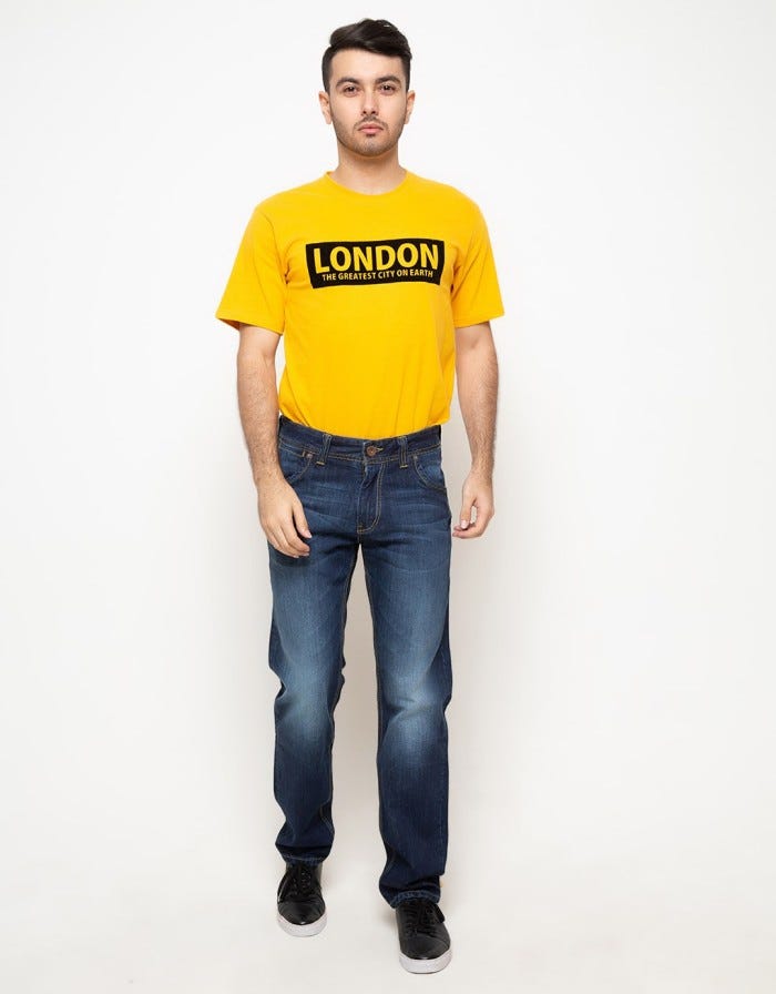 Lois Washed Accent Straight Jeans Long Pants