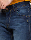 Lois Washed Accent Straight Jeans Long Pants