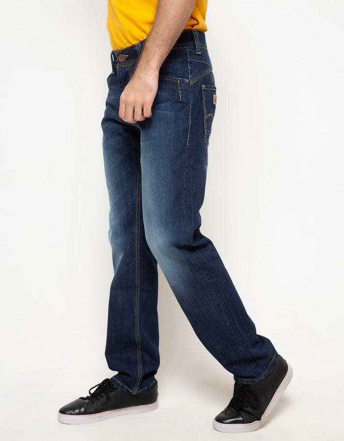 Lois Washed Accent Straight Jeans Long Pants