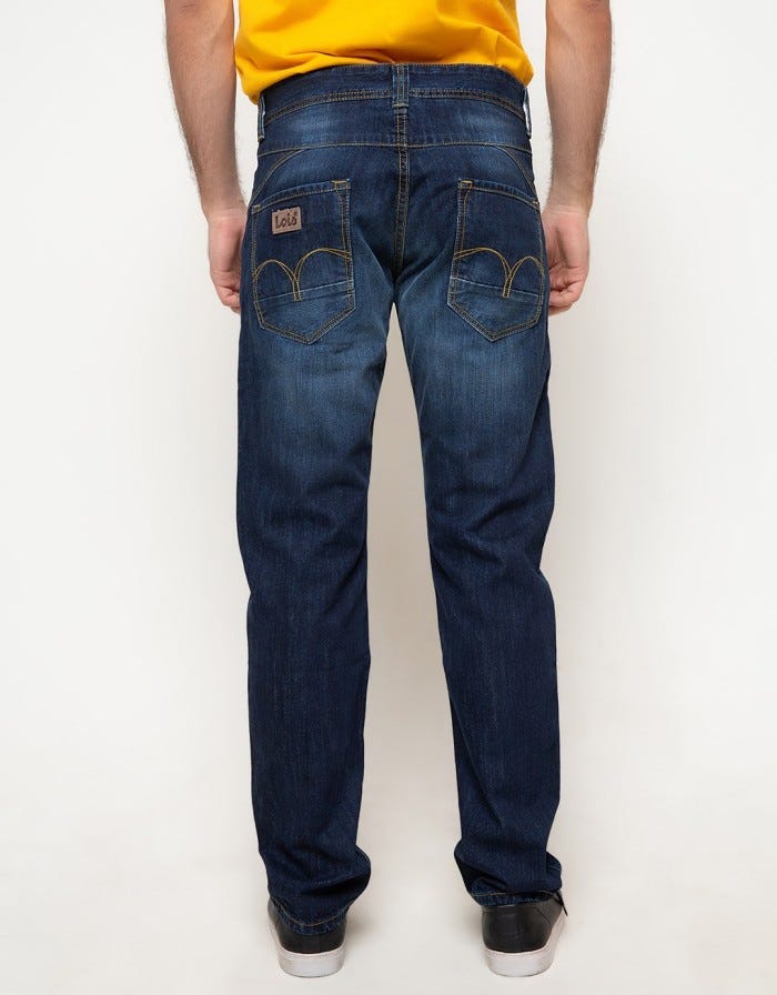 Lois Washed Accent Straight Jeans Long Pants