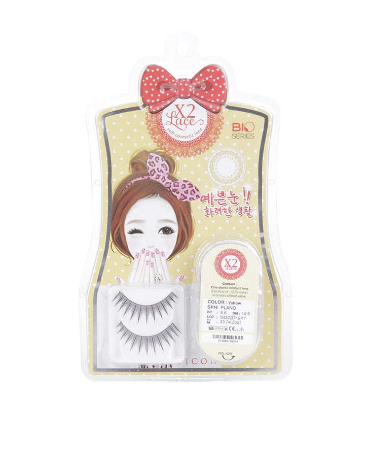 X2 Bio Lace Contact Lens  Lime Green + Free Eyelashes