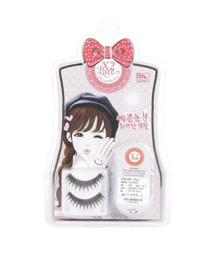 X2 Bio Lace Contact Lens  Lime Green + Free Eyelashes