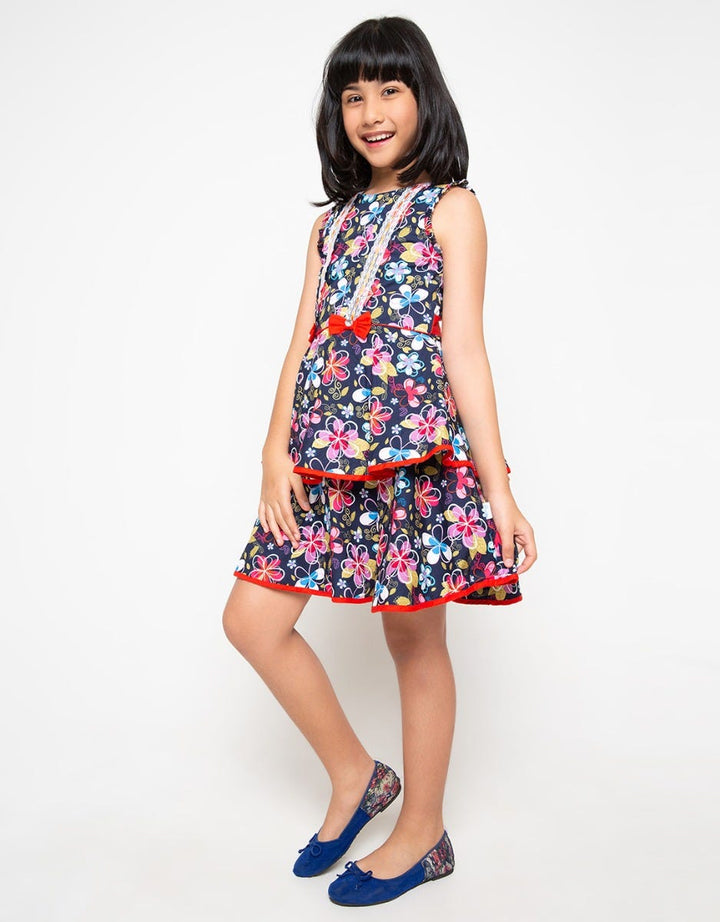Navy Donita casual Dress navy flower
