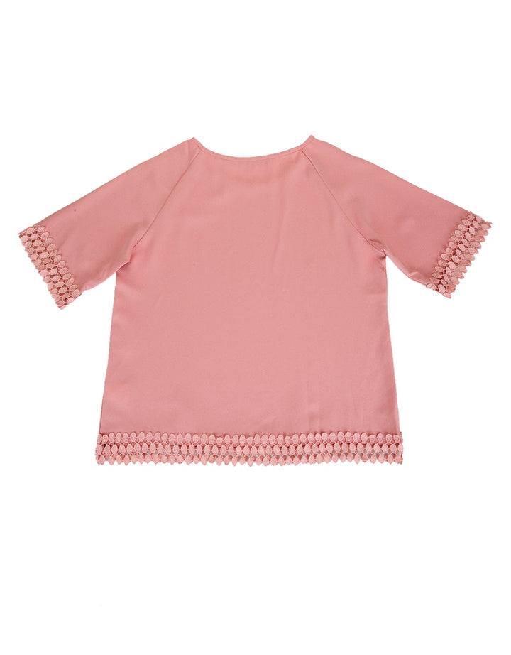 Minimal Raglan Blouse With Lace