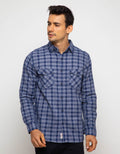 Triple Kemeja Flanel Lengan Panjang Slim Fit (Ls 440 Blu)