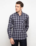 Triple Kemeja Flanel Lengan Panjang Slim Fit (Ls 442 Blk)