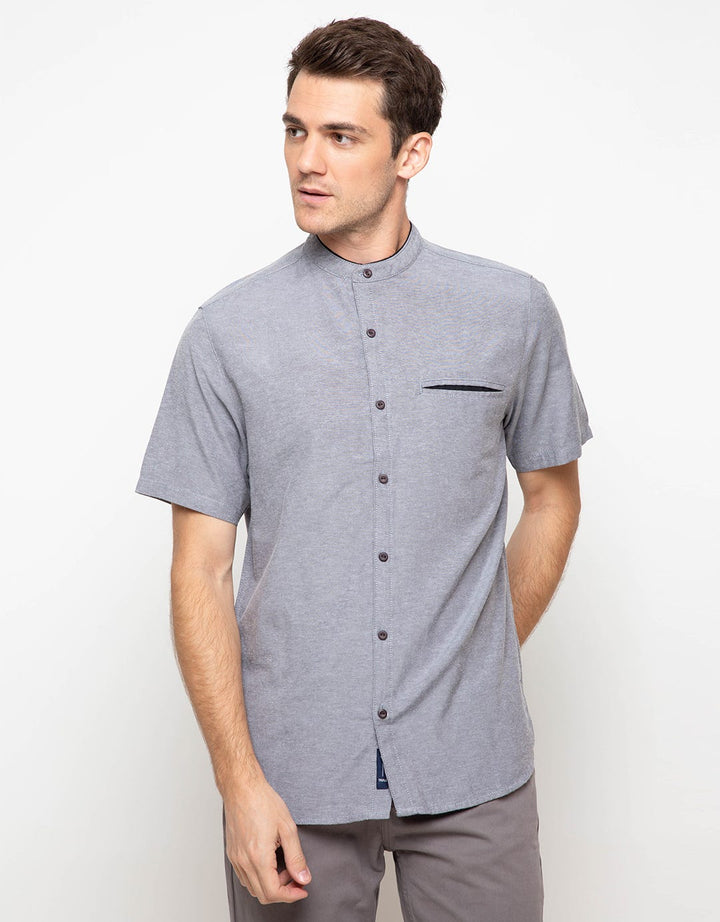 Triple Kemeja Lengan Pendek Slim Fit (Ss Mc 407 Gry)