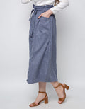 3H Buttoned Linen Long Skirt