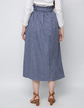 3H Buttoned Linen Long Skirt
