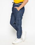 COOL BOY Denim Pants with Rib Waist