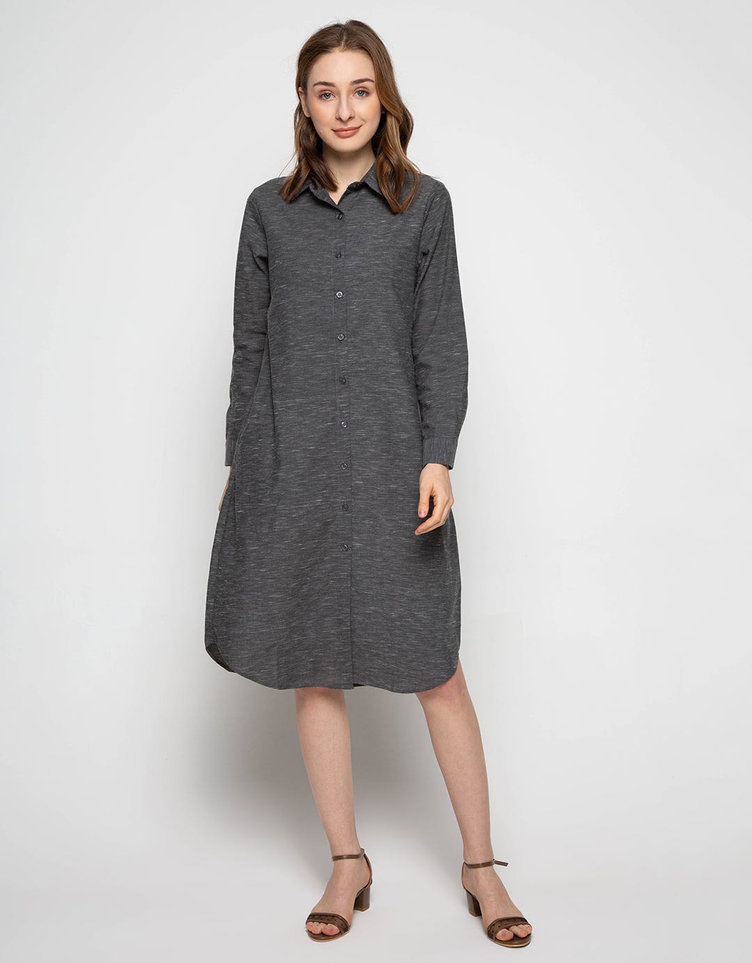 Puricia Dress Kemeja Kancing Lengan Panjang