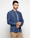 Watchout Jean's Long Slevees Shirt With Shanghai Collar