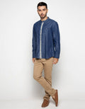 Watchout Jean's Long Slevees Shirt With Shanghai Collar