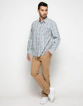 Watchout Casual Kemeja Stripe Lengan Panjang
