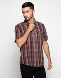 Watchout Casual Kemeja Lengan Pendek Print Stripe