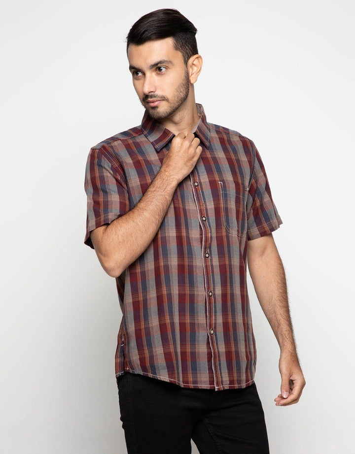 Watchout Casual Kemeja Lengan Pendek Print Stripe