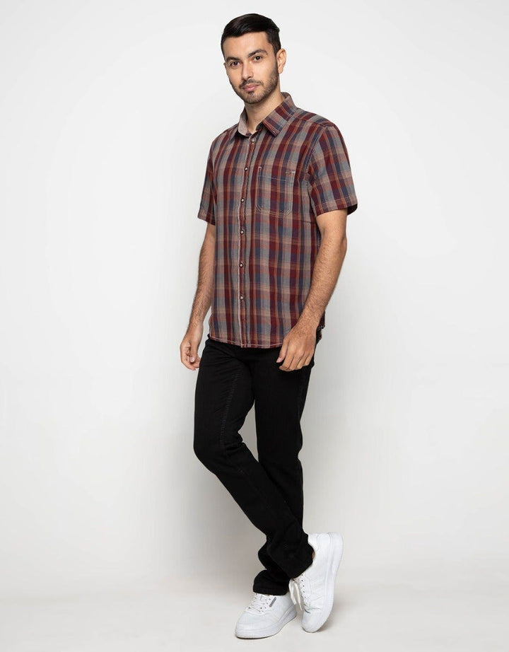 Watchout Casual Kemeja Lengan Pendek Print Stripe