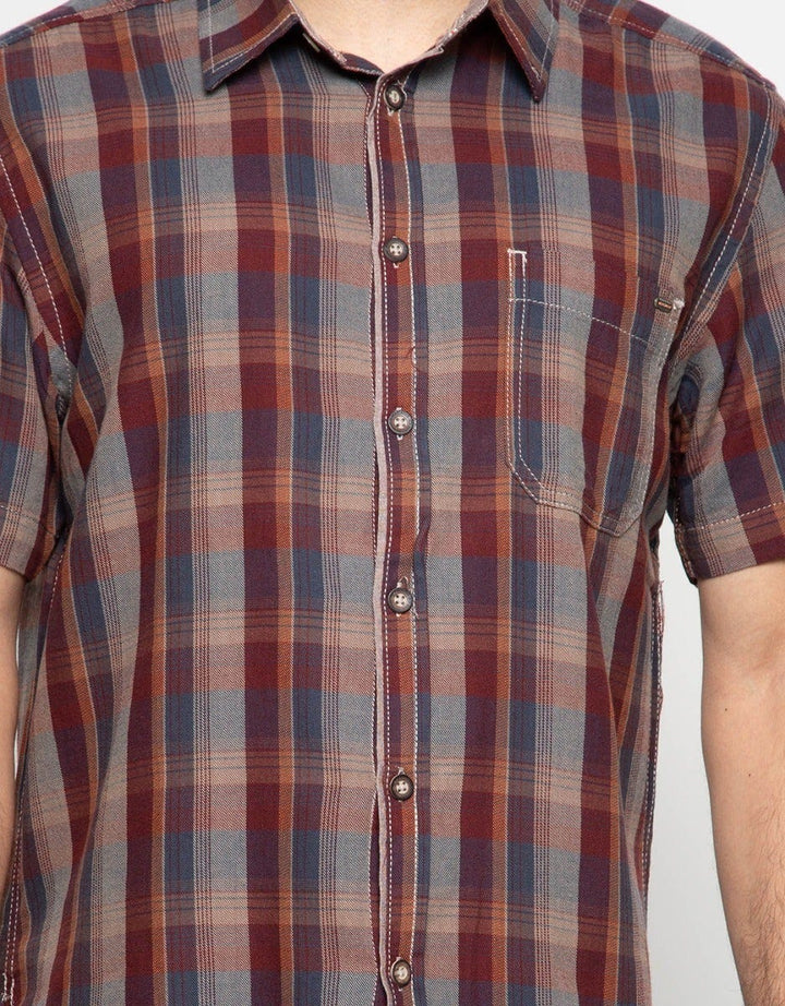 Watchout Casual Kemeja Lengan Pendek Print Stripe