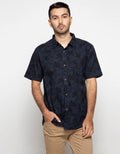 Watchout Casual Leaf Motif Short Sleeve Shirt