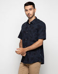 Watchout Casual Leaf Motif Short Sleeve Shirt