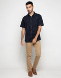 Watchout Casual Leaf Motif Short Sleeve Shirt