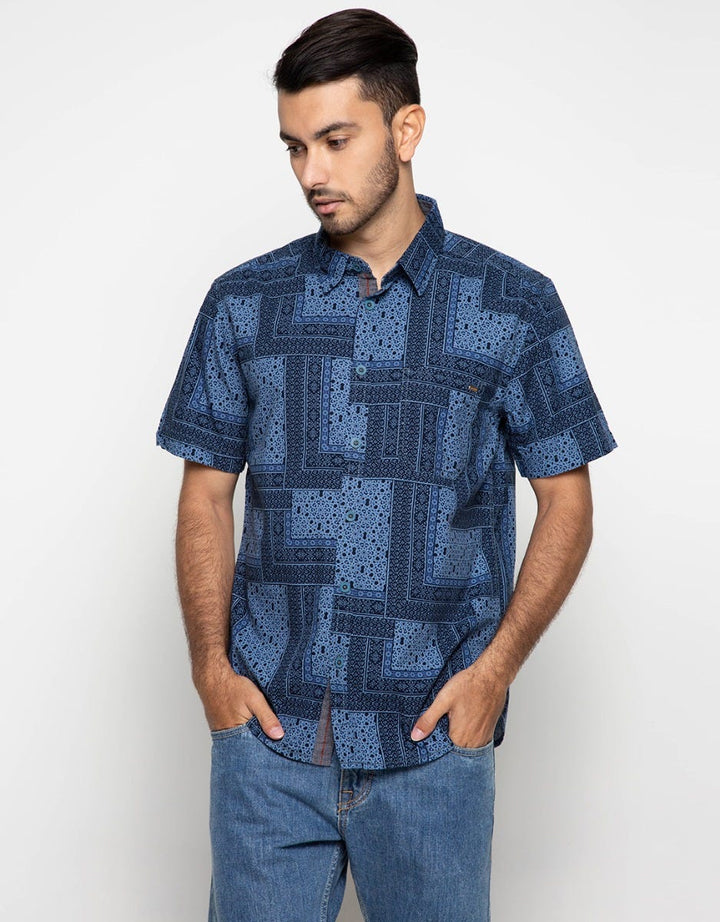 Watchout Casual Abstract Motif Short Sleeve Shirt