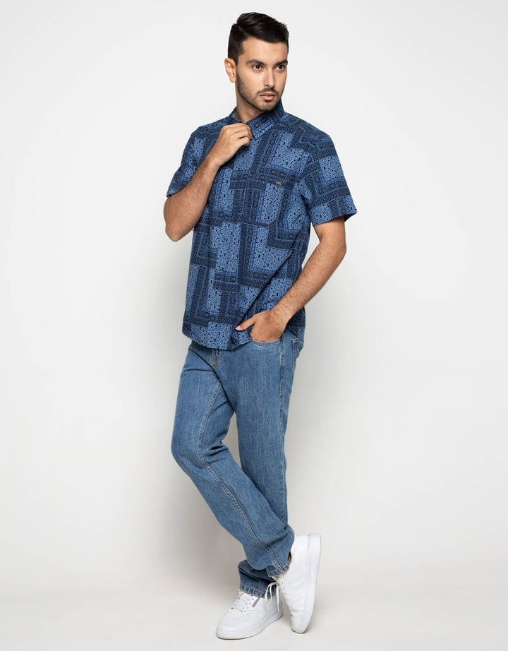 Watchout Casual Abstract Motif Short Sleeve Shirt