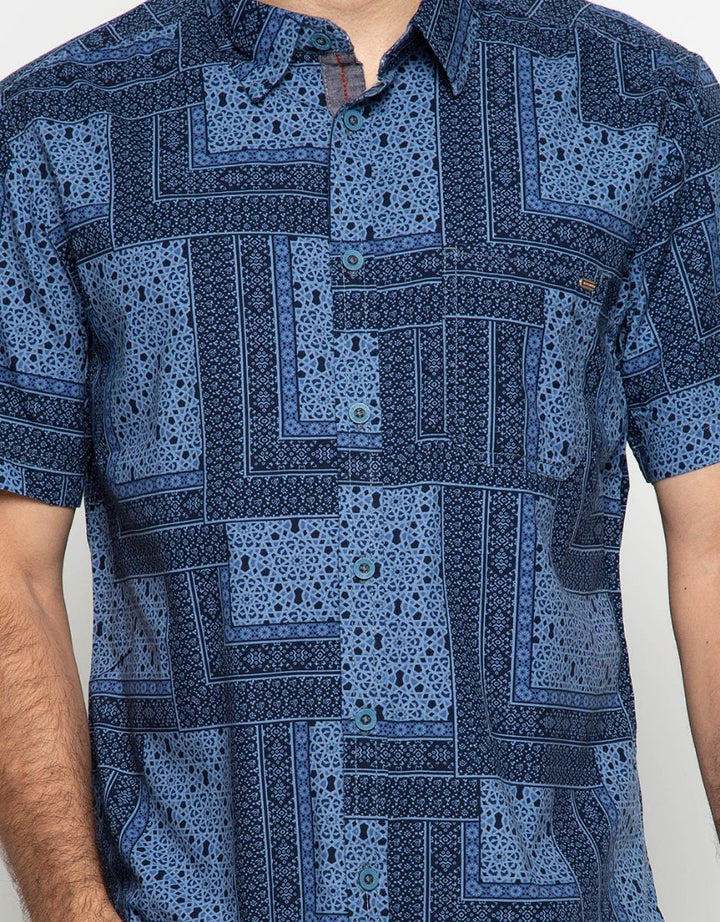 Watchout Casual Abstract Motif Short Sleeve Shirt